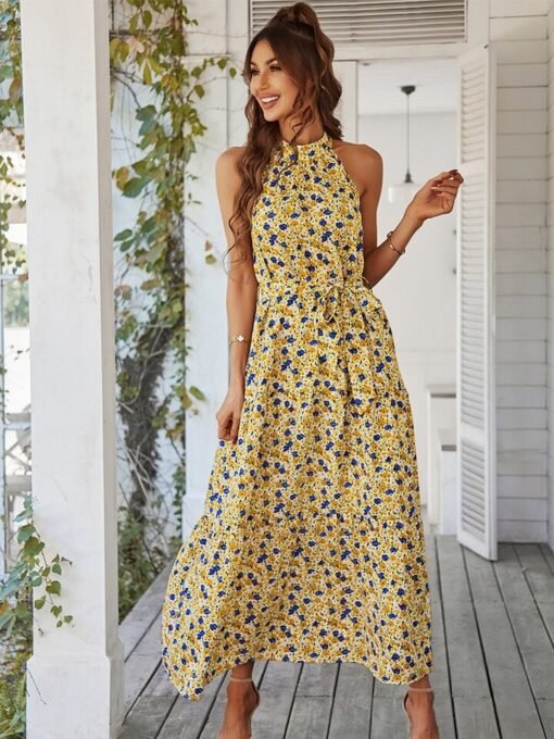 Robe Longue Femme Champêtre Petite Fleur