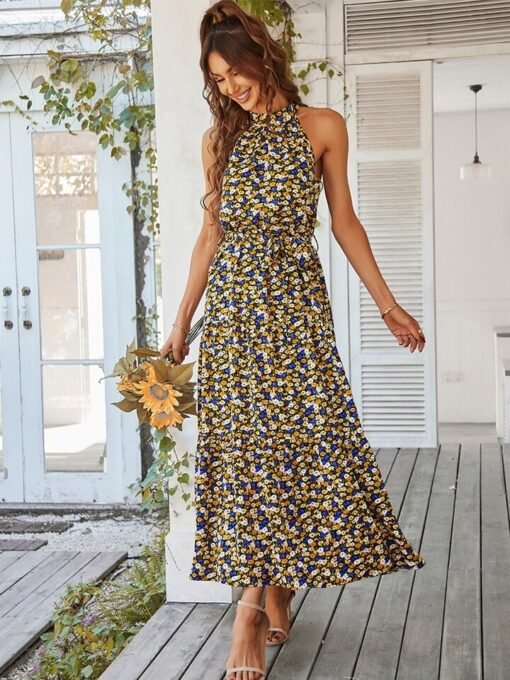 Robe Longue Femme Champêtre Petite Fleur