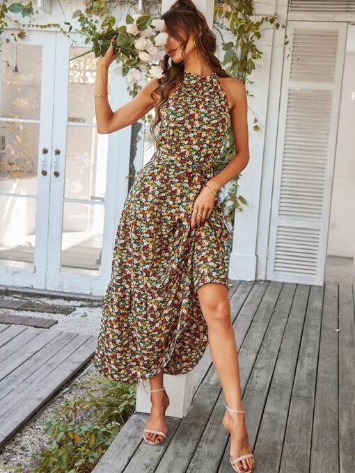 Robe Longue Femme Champêtre Petite Fleur